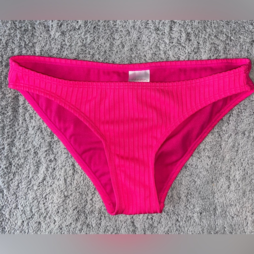 Hot Pink Ribbed Swim Bottom